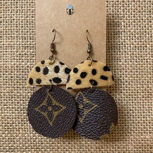 Leather Earrings, Designer, Cheetah